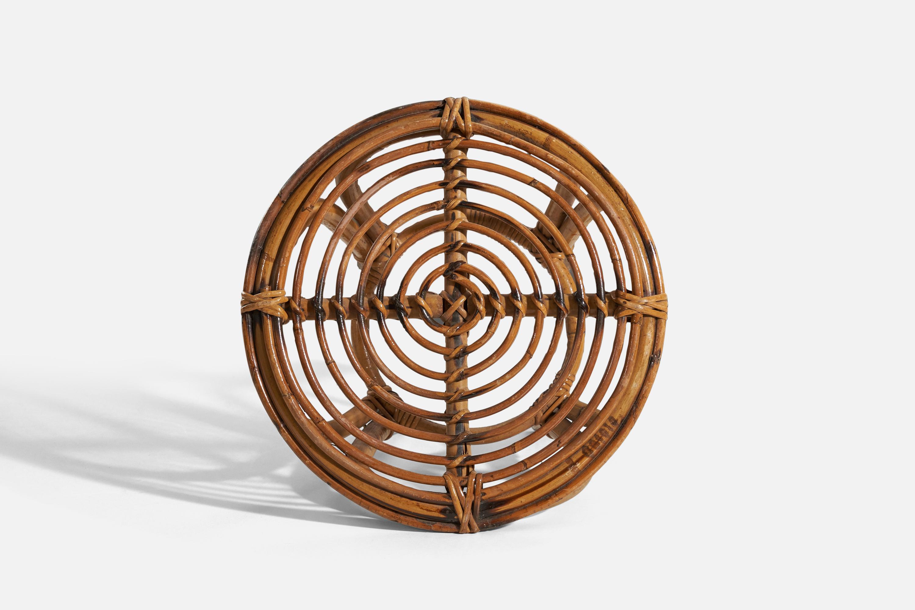 Italian Designer, Stools, Rattan, Bamboo, Italy, 1950s For Sale 1
