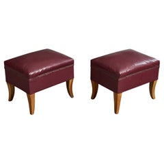 Italian Designer, Stools, Vinyl, Wood, Italy, 1950s