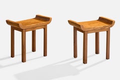 Italian Designer, Stools, Walnut, Italy, 1930s