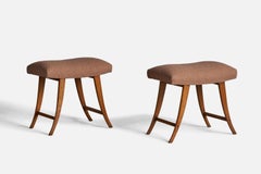 Sgabelli di design italiano, Wood, Tessuto, Italia, anni '40