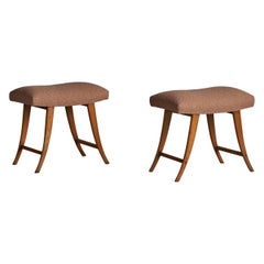 Italienische Designerin, Hocker, Holz, Stoff, Italien, 1940er Jahre