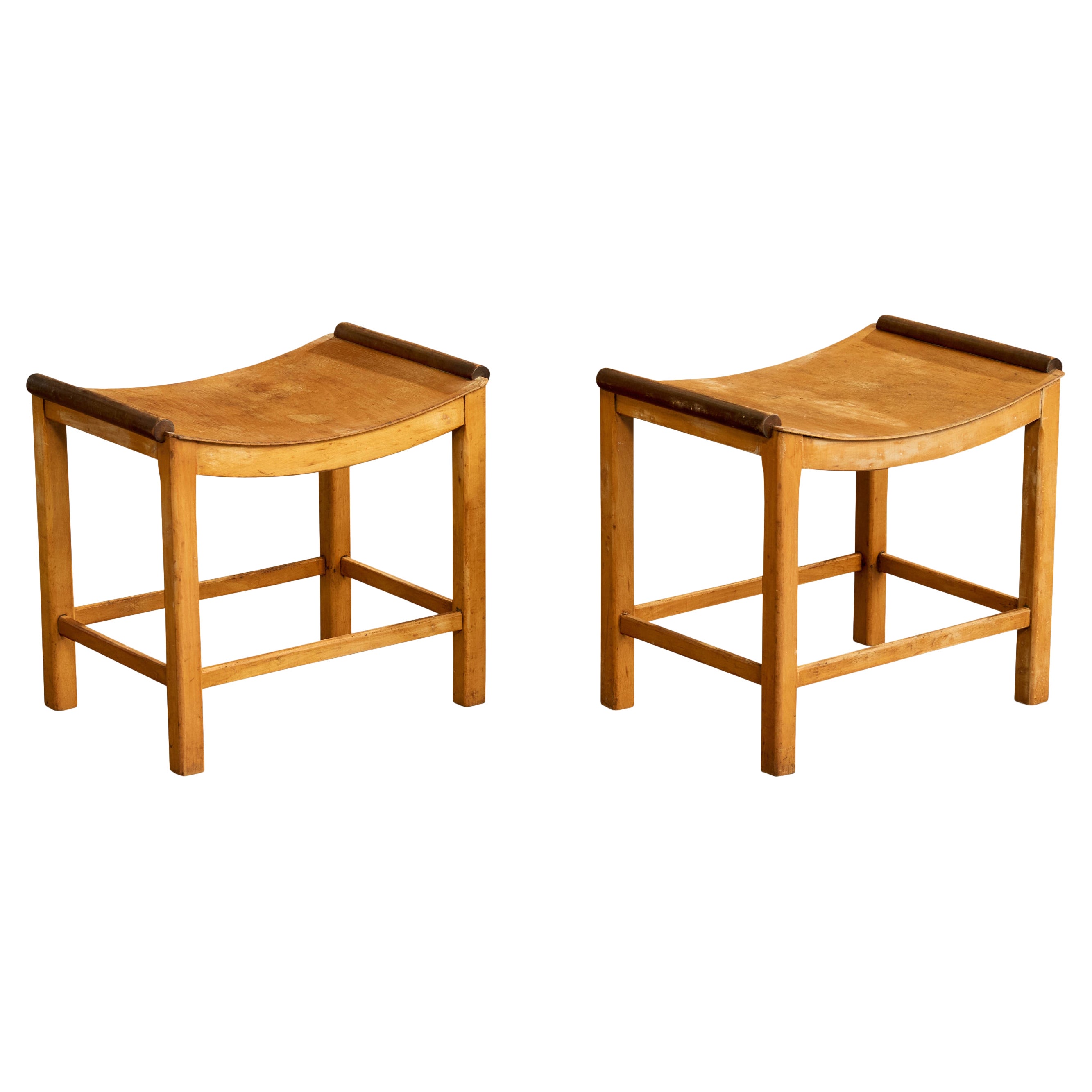 Italian Designer, Stools, Wood, Italy, 1930s