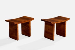 Italian Designer, Stools, Wood, Italy, 1930s