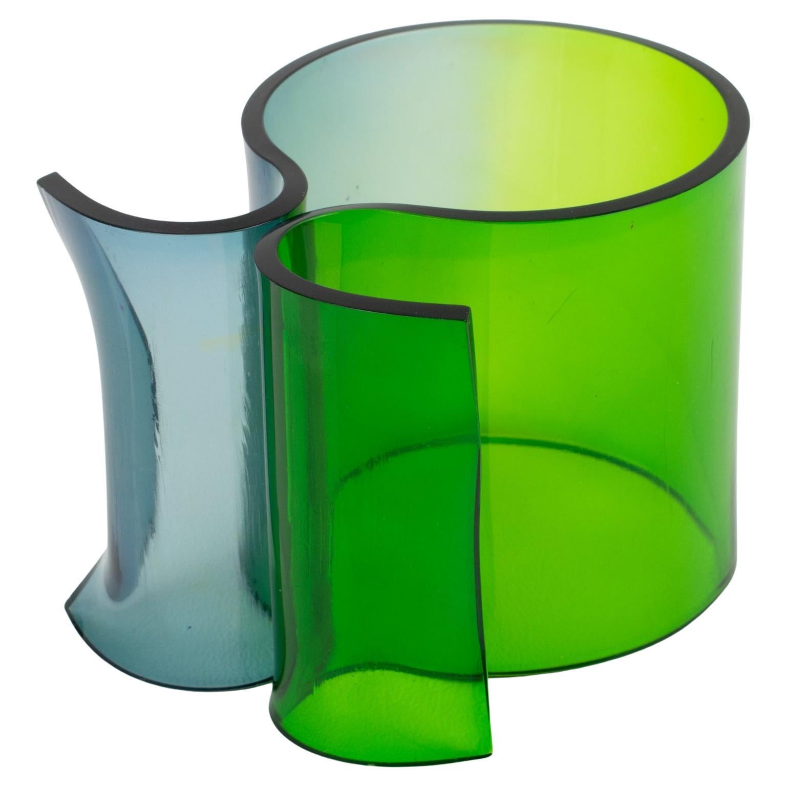 Italian Designer Studio Oversized Blue and Green Lucite Bracelet Bangle