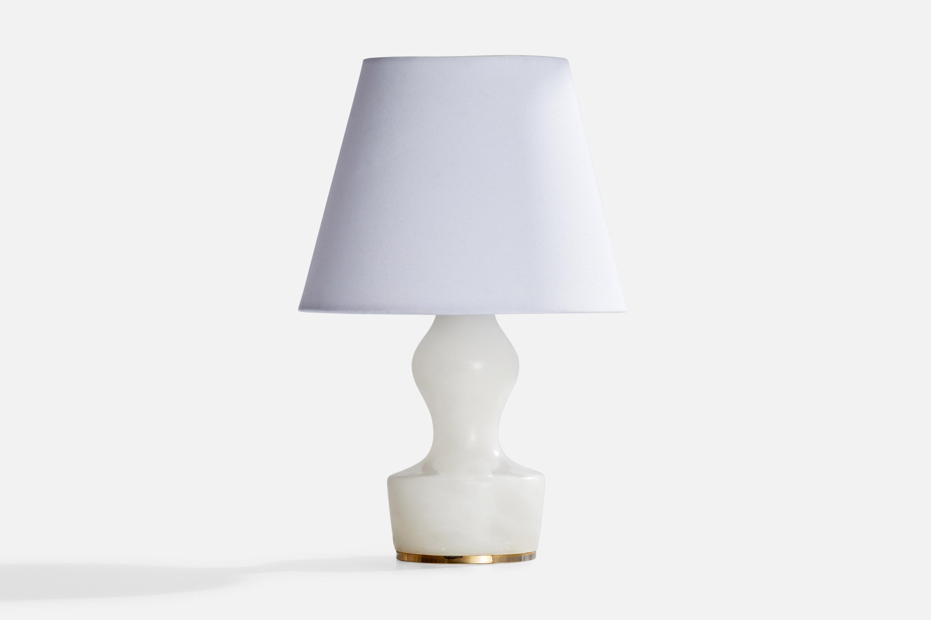 Lampe de table en albâtre et laiton, conçue et produite en Italie, C.C.

Dimensions de la lampe (pouces) : 8.5