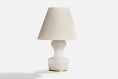 Italian Designer, Table Lamp, Alabaster, Brass, Italy, 1950s
