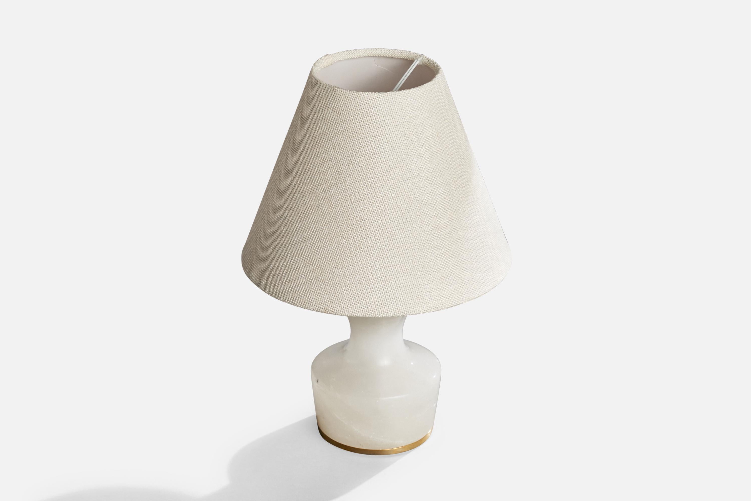 Italiano Lampada da tavolo di design italiano, alabastro, ottone, Italia, anni '50 in vendita