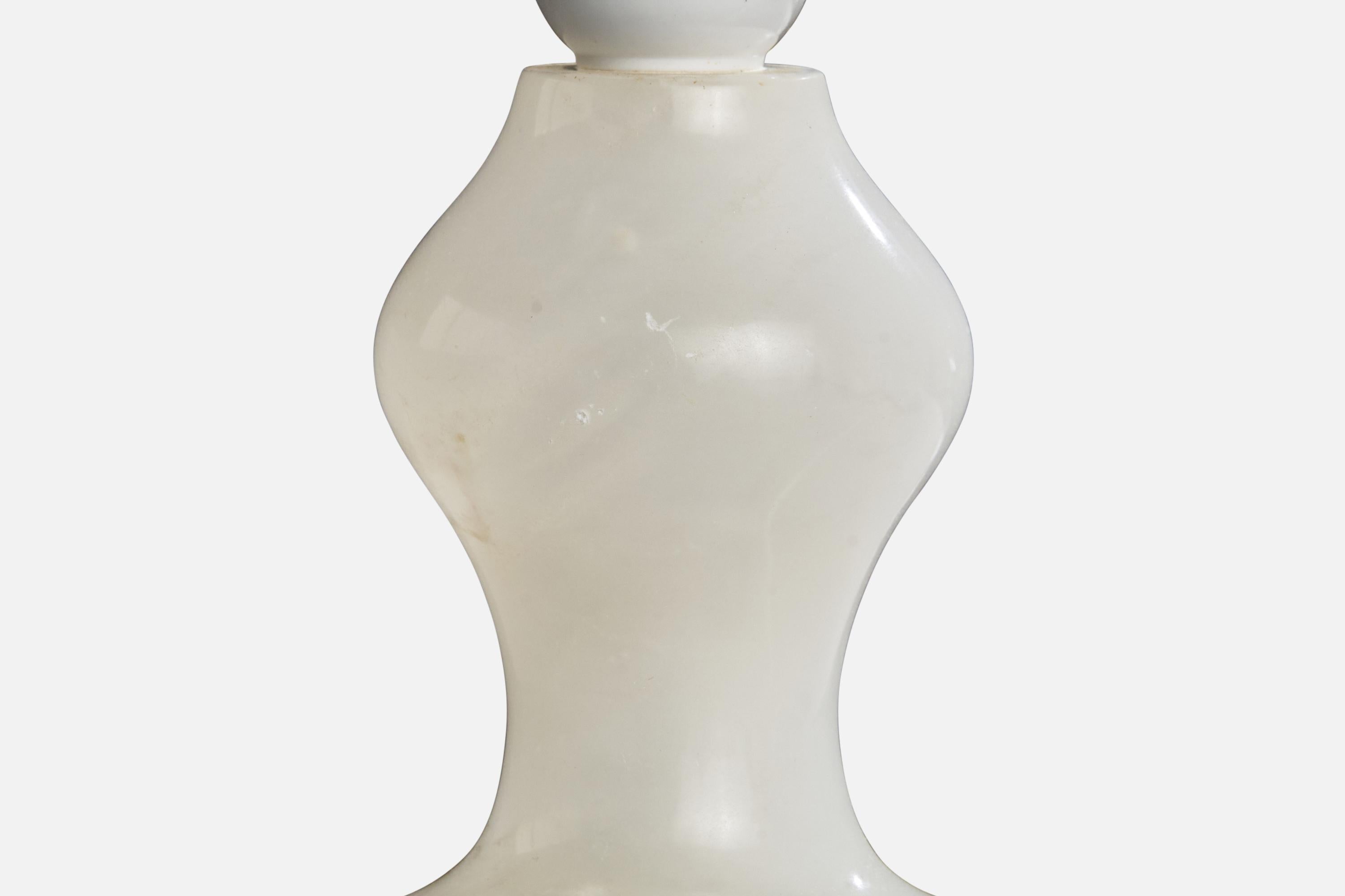 Metà XX secolo Lampada da tavolo di design italiano, alabastro, ottone, Italia, anni '50 in vendita