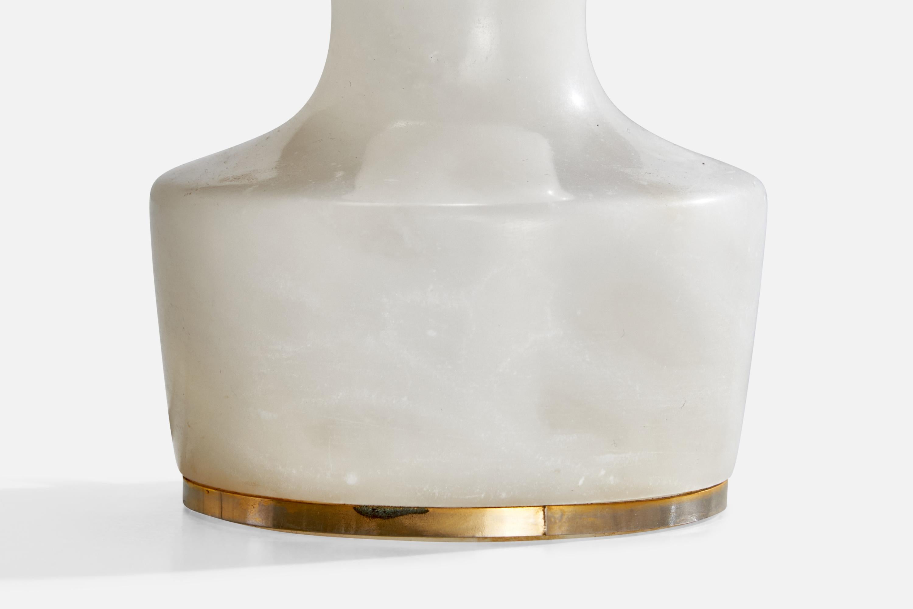 Designer italien, lampe de table, albâtre, laiton, Italie, années 1950 en vente 1