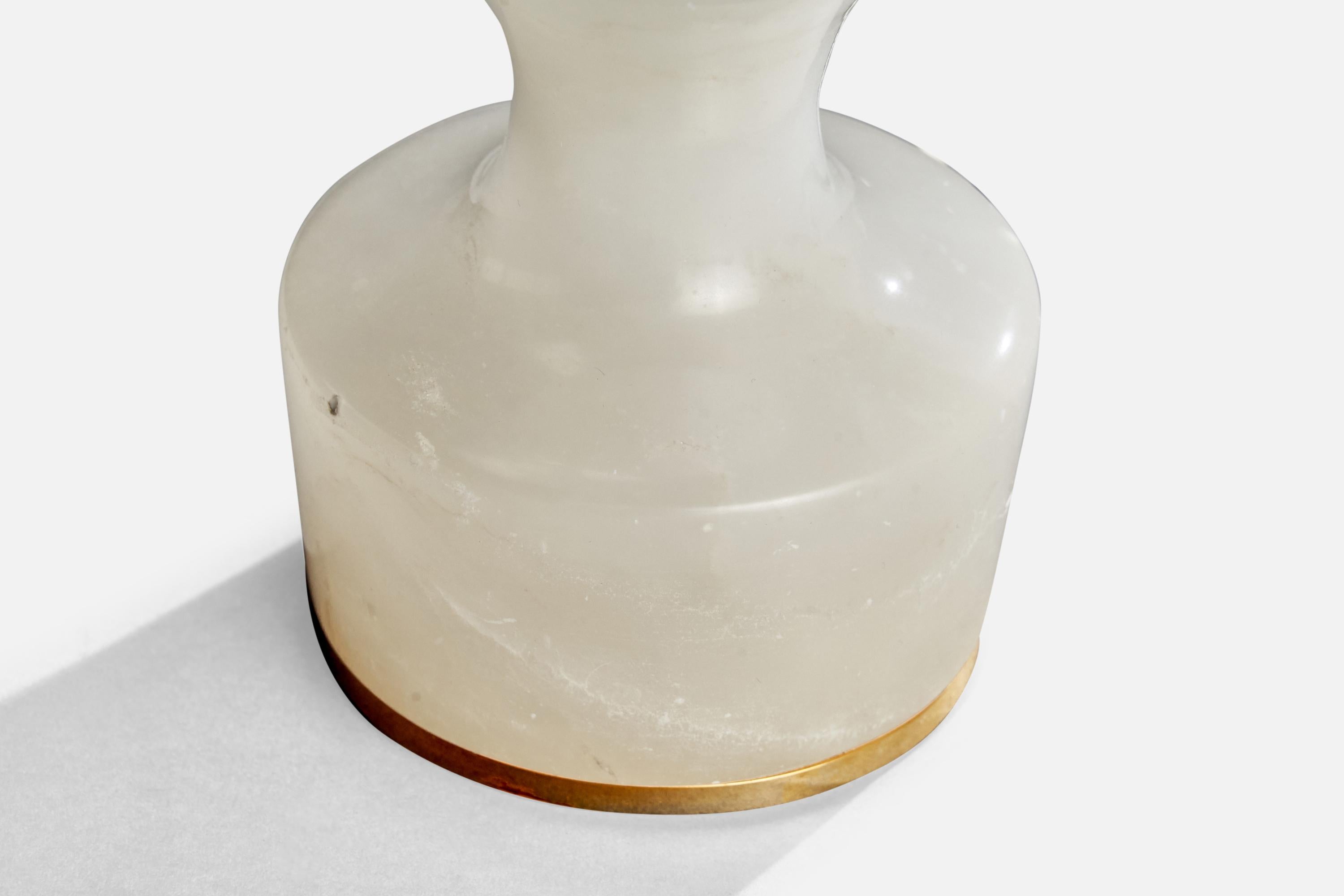 Ottone Lampada da tavolo di design italiano, alabastro, ottone, Italia, anni '50 in vendita