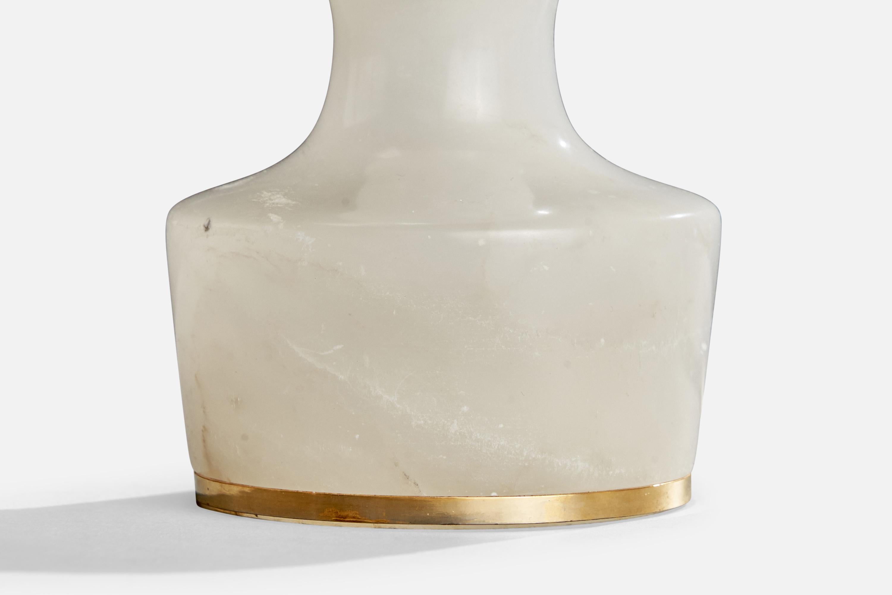 Lampada da tavolo di design italiano, alabastro, ottone, Italia, anni '50 in vendita 1