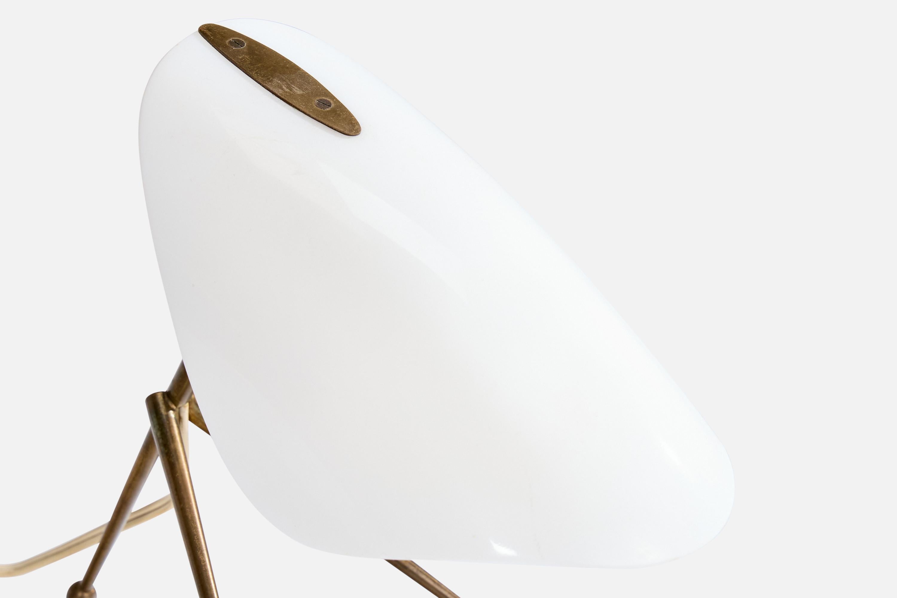 Mid-20th Century Italian Designer, Table Lamp, Brass, Acrylic, Italy, 1950s For Sale