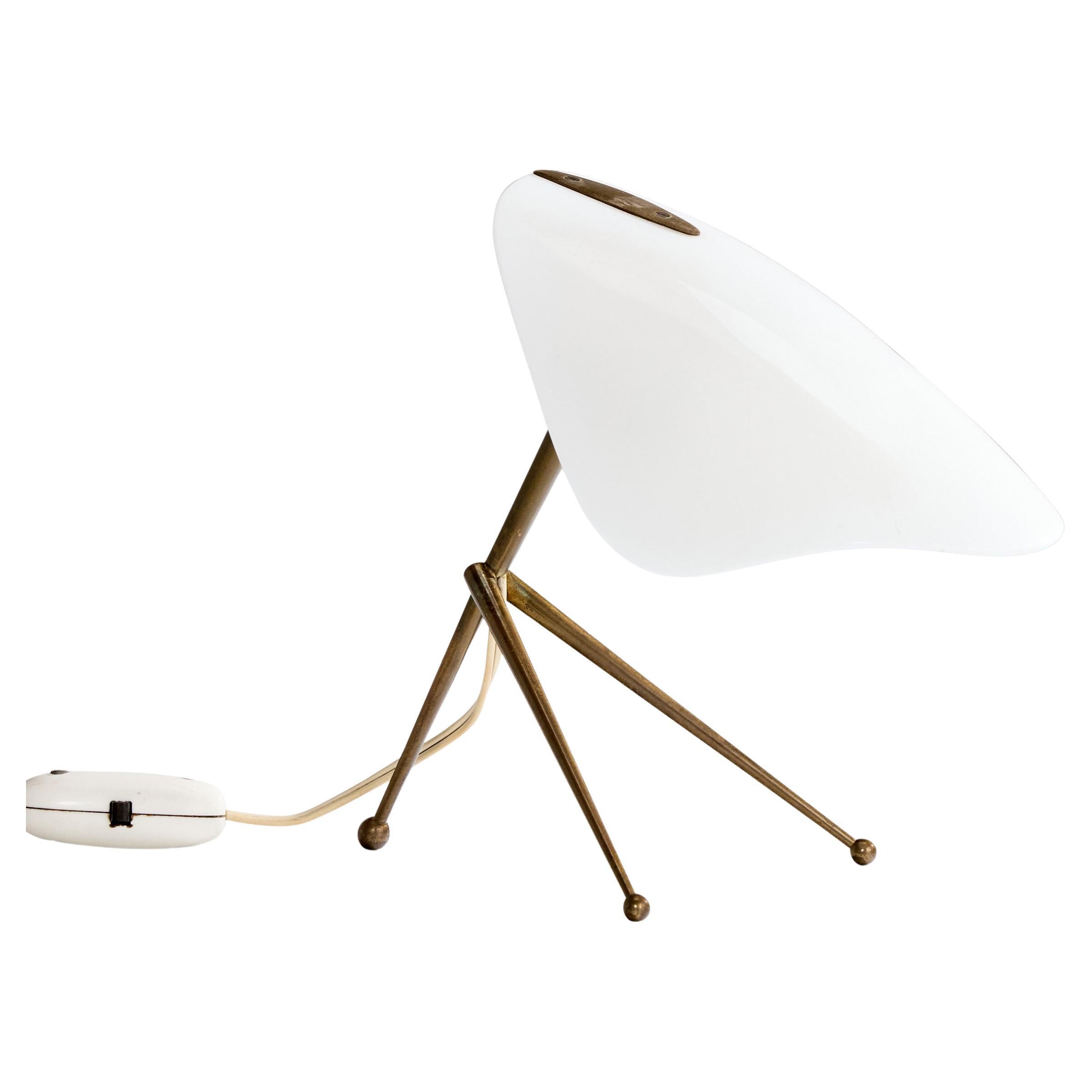 Italian Designer, Table Lamp, Brass, Acrylic, Italy, 1950s