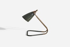 Italian Designer, Table Lamp, Brass, Lacquered Metal, Italy, 1950s