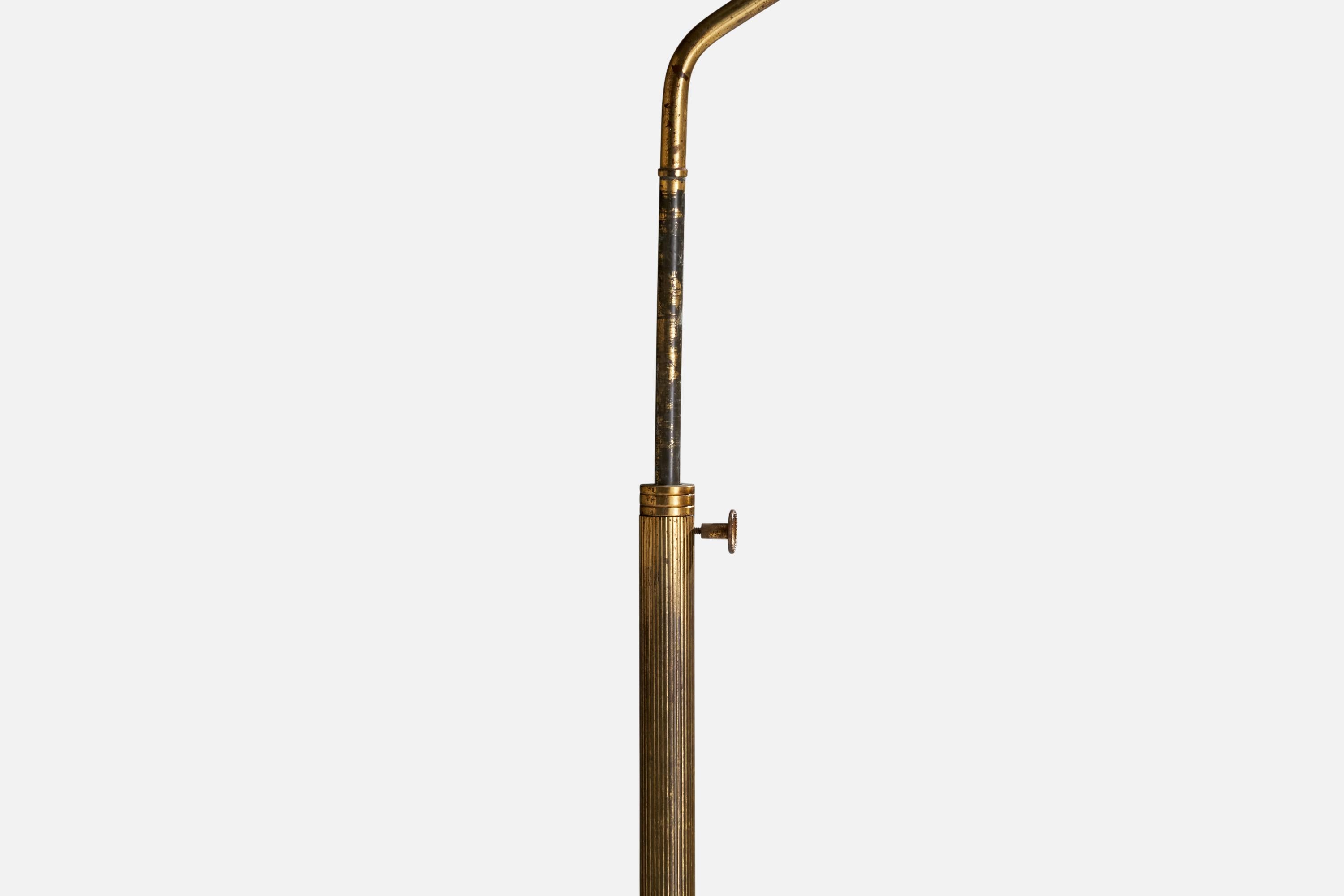 Italian Designer, Table Lamp, Brass, Fabric, Italy, 1940s For Sale 1