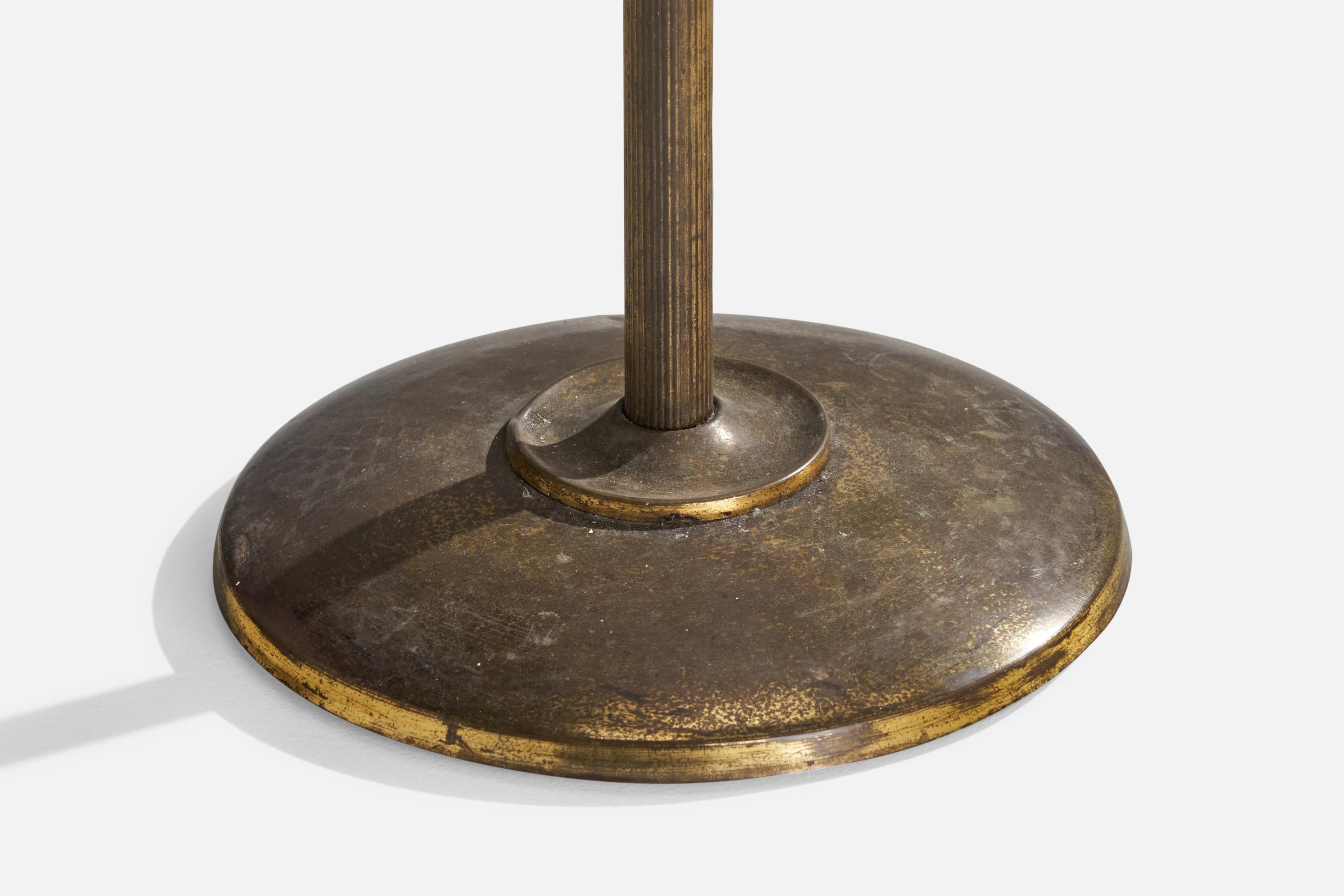 Italian Designer, Table Lamp, Brass, Fabric, Italy, 1940s For Sale 2