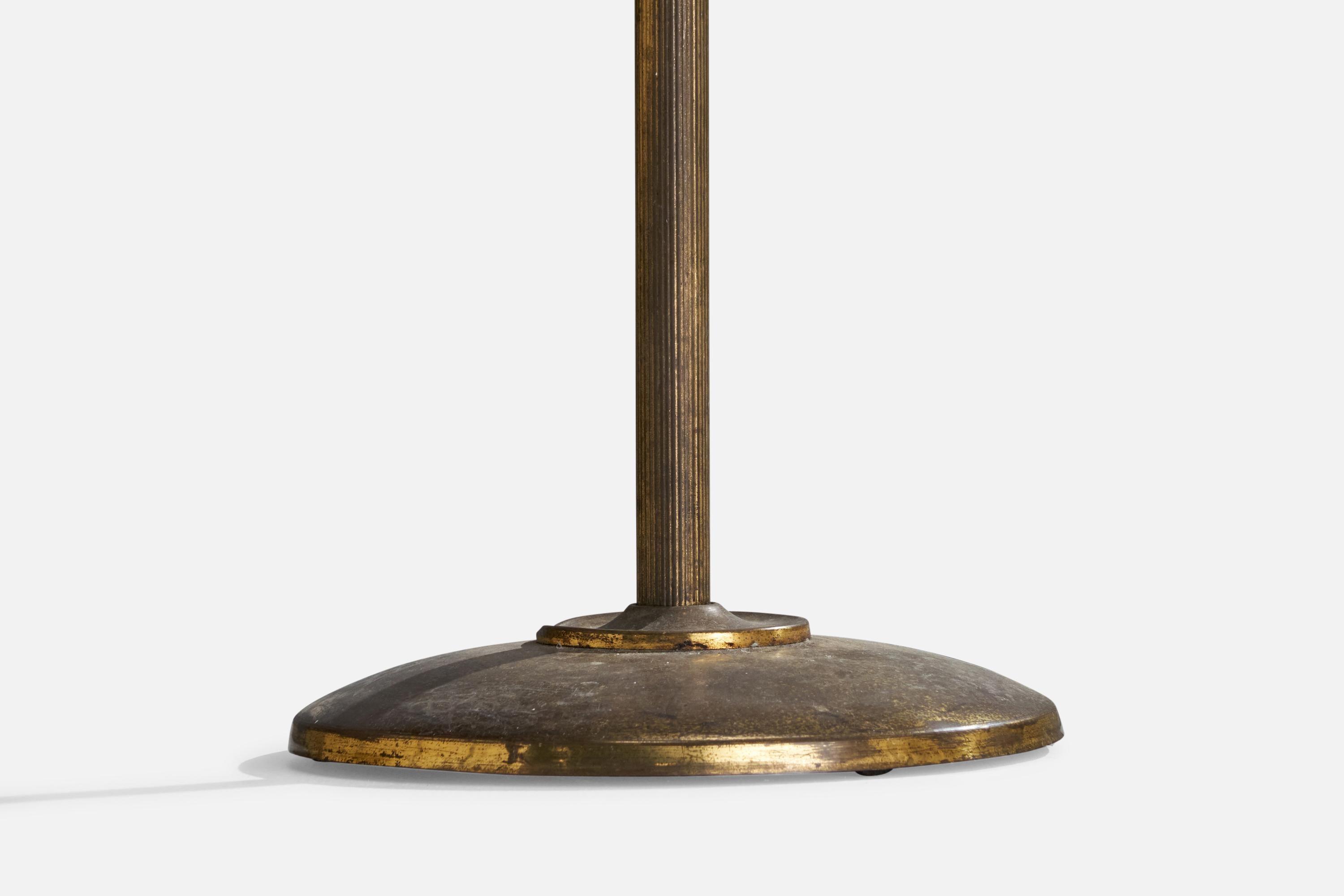 Italian Designer, Table Lamp, Brass, Fabric, Italy, 1940s For Sale 3