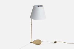Italian Designer, Table Lamp, Brass, Fabric, Italy, 1970s