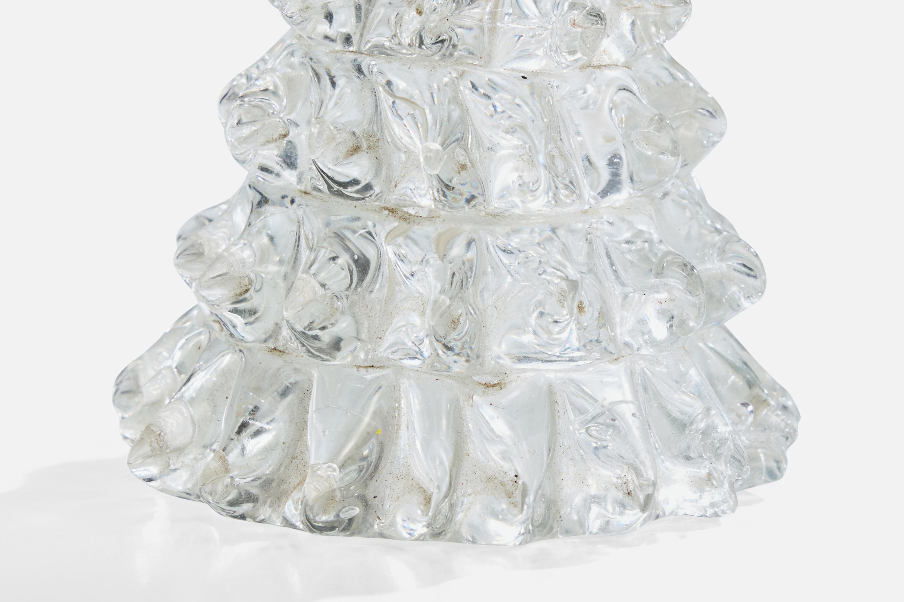 Diseñador italiano, lámpara de mesa, latón, cristal, tela, Italia, años 40 Latón en venta