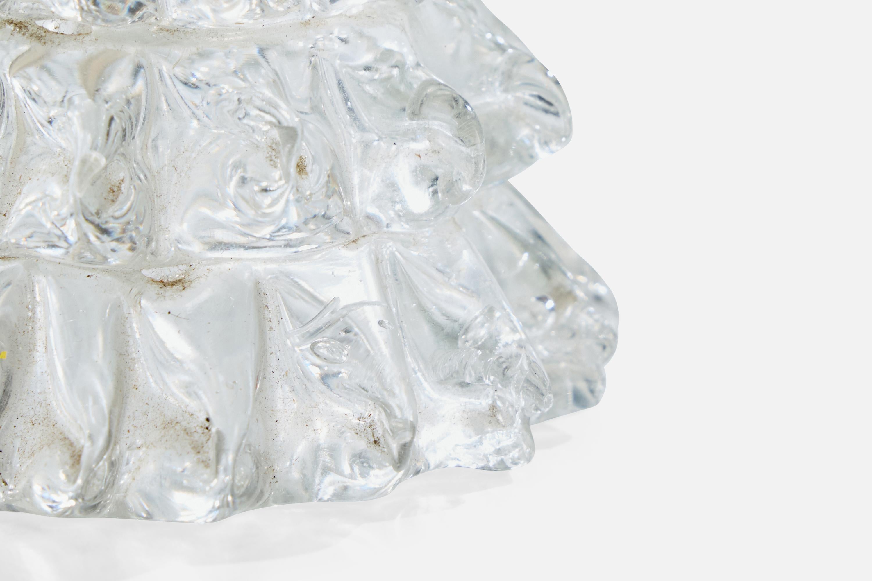 Diseñador italiano, lámpara de mesa, latón, cristal, tela, Italia, años 40 en venta 1