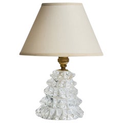 Italian Designer, Table Lamp, Brass, Glass, Fabric, Italy, 1940s