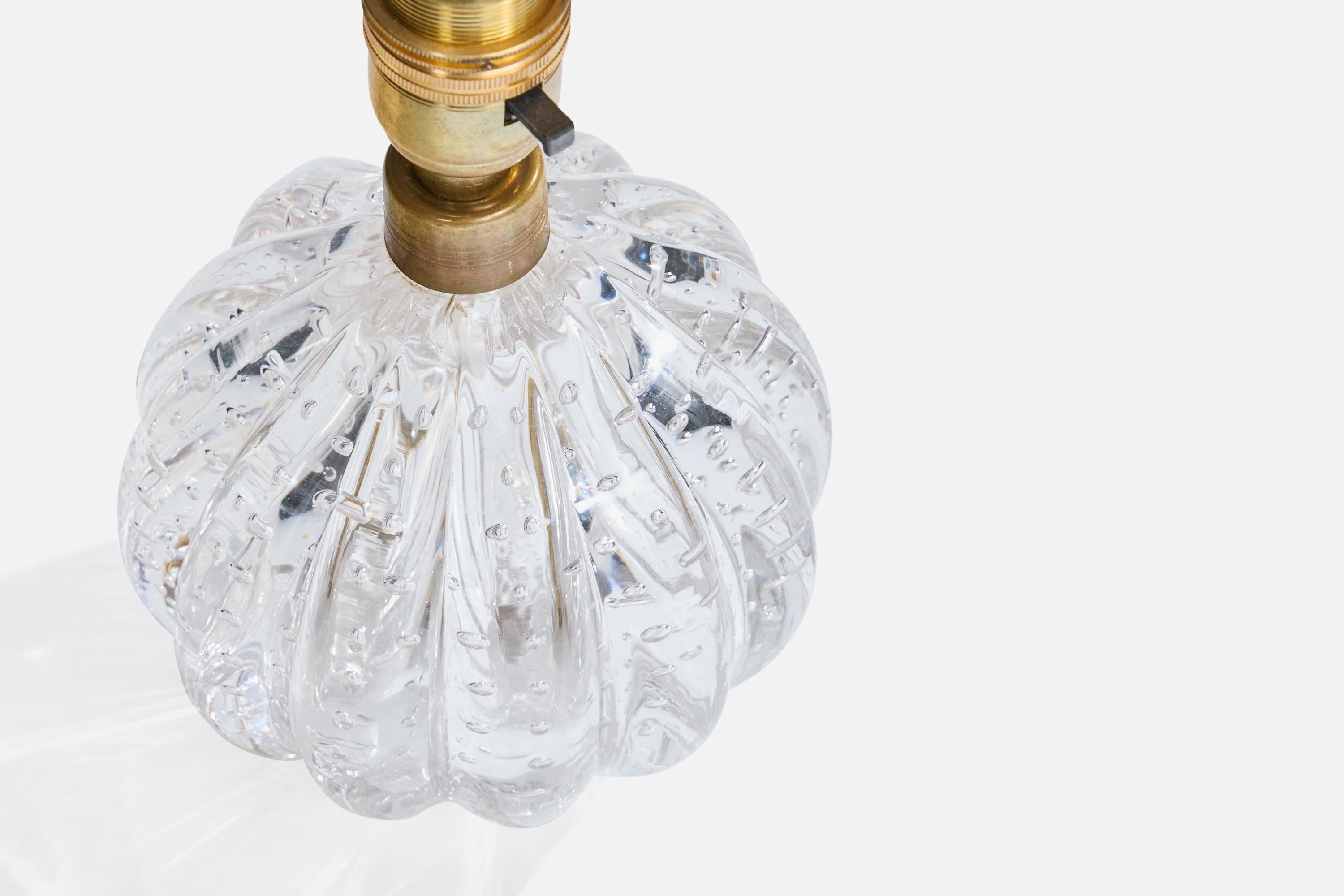 Designer italien, lampe de bureau, laiton, verre, tissu, Italie, années 1950 Bon état - En vente à High Point, NC