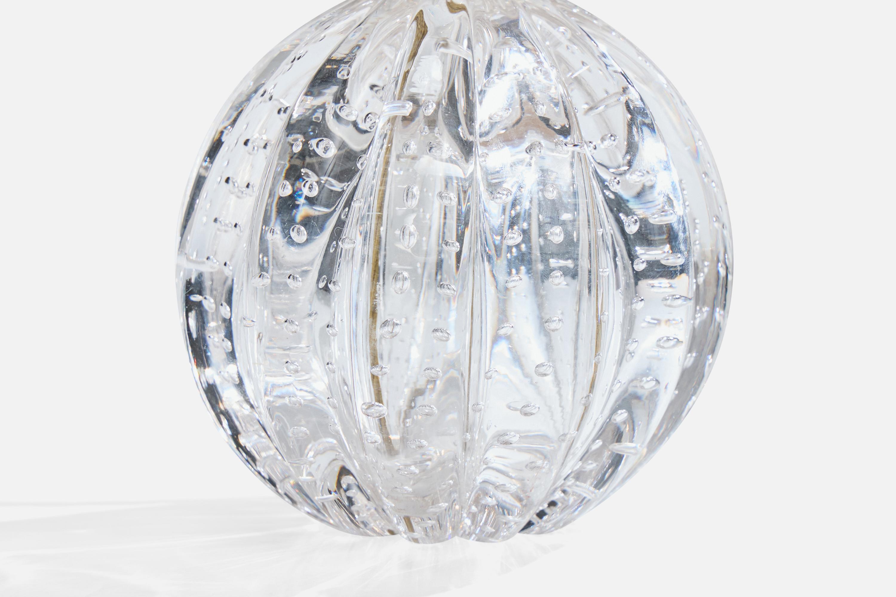 Laiton Designer italien, lampe de bureau, laiton, verre, tissu, Italie, années 1950 en vente