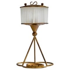 Italian Designer, Table Lamp, Brass, Glass, Italy, 1930s