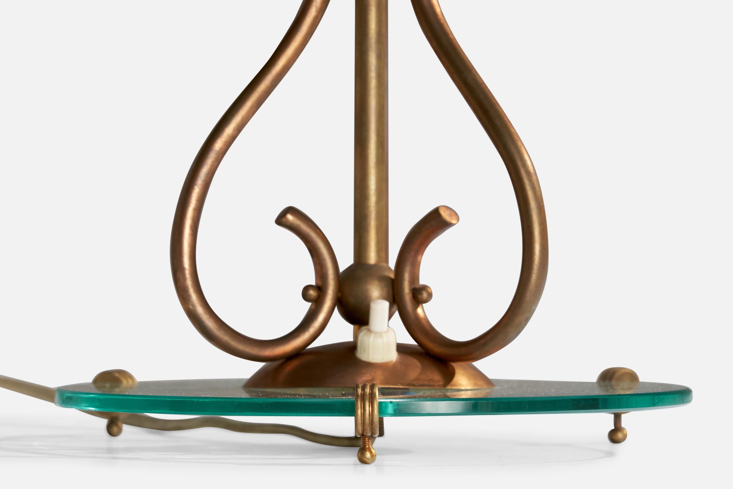 Italian Designer, Table Lamp, Brass, Glass, Italy, 1940s For Sale 6