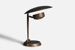 Italian Designer, Table Lamp, Brass, Glass, Italy, 1940s