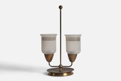 Italian Designer, Table Lamp, Brass, Glass, Italy, 1940s