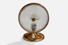 Italian Designer, Table Lamp, Brass, Glass, Italy, 1940s