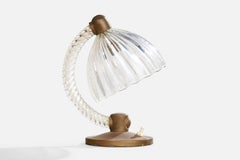Créateur italien, lampe de bureau, laiton, verre, Italie, années 1940