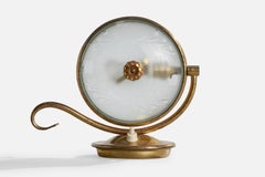 Italian Designer, Table Lamp, Brass, Glass, Italy, 1940s