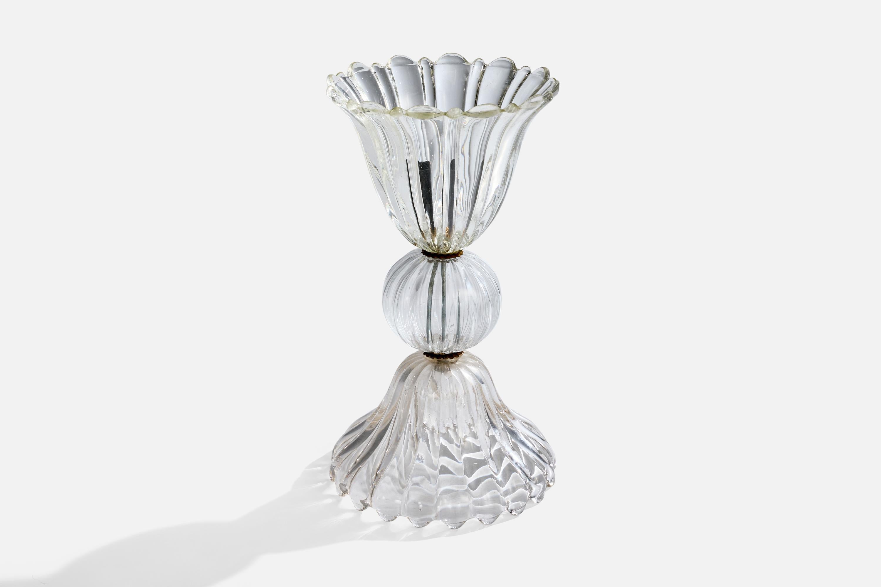 Diseñador italiano, lámpara de mesa, latón, cristal, Italia, años 40 Moderno de mediados de siglo en venta