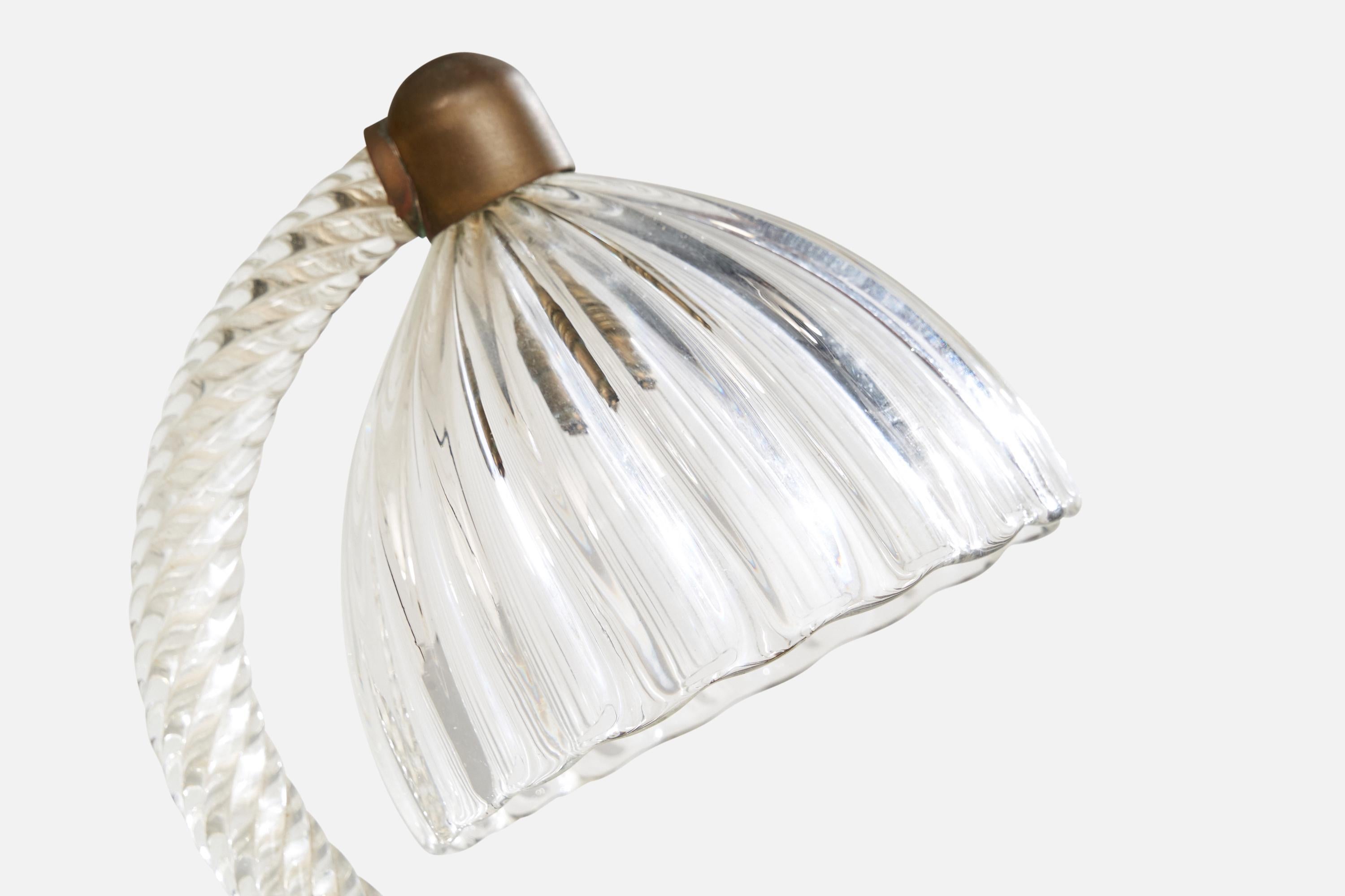Mid-20th Century Italian Designer, Table Lamp, Brass, Glass, Italy, 1940s For Sale