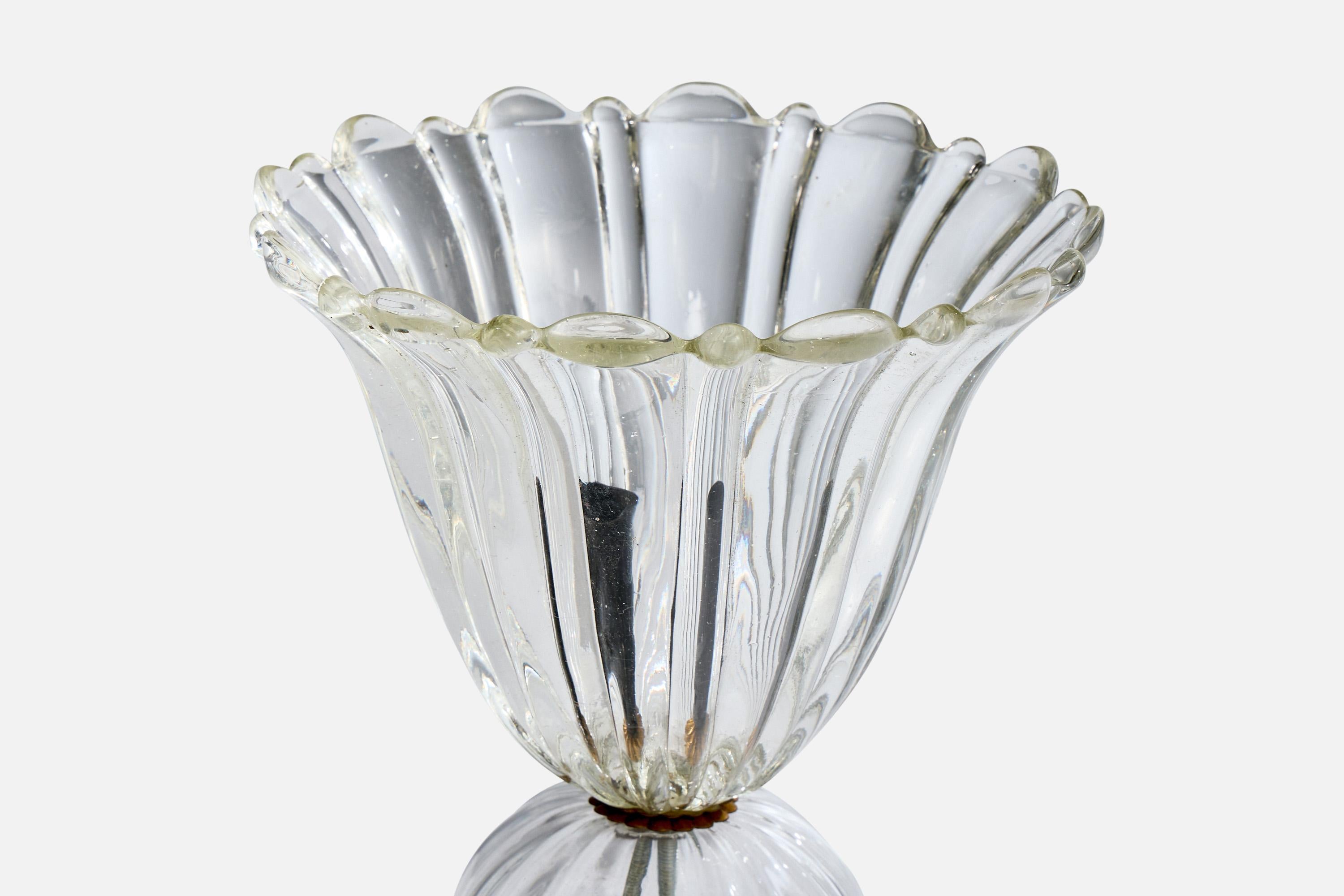 Diseñador italiano, lámpara de mesa, latón, cristal, Italia, años 40 Italiano en venta