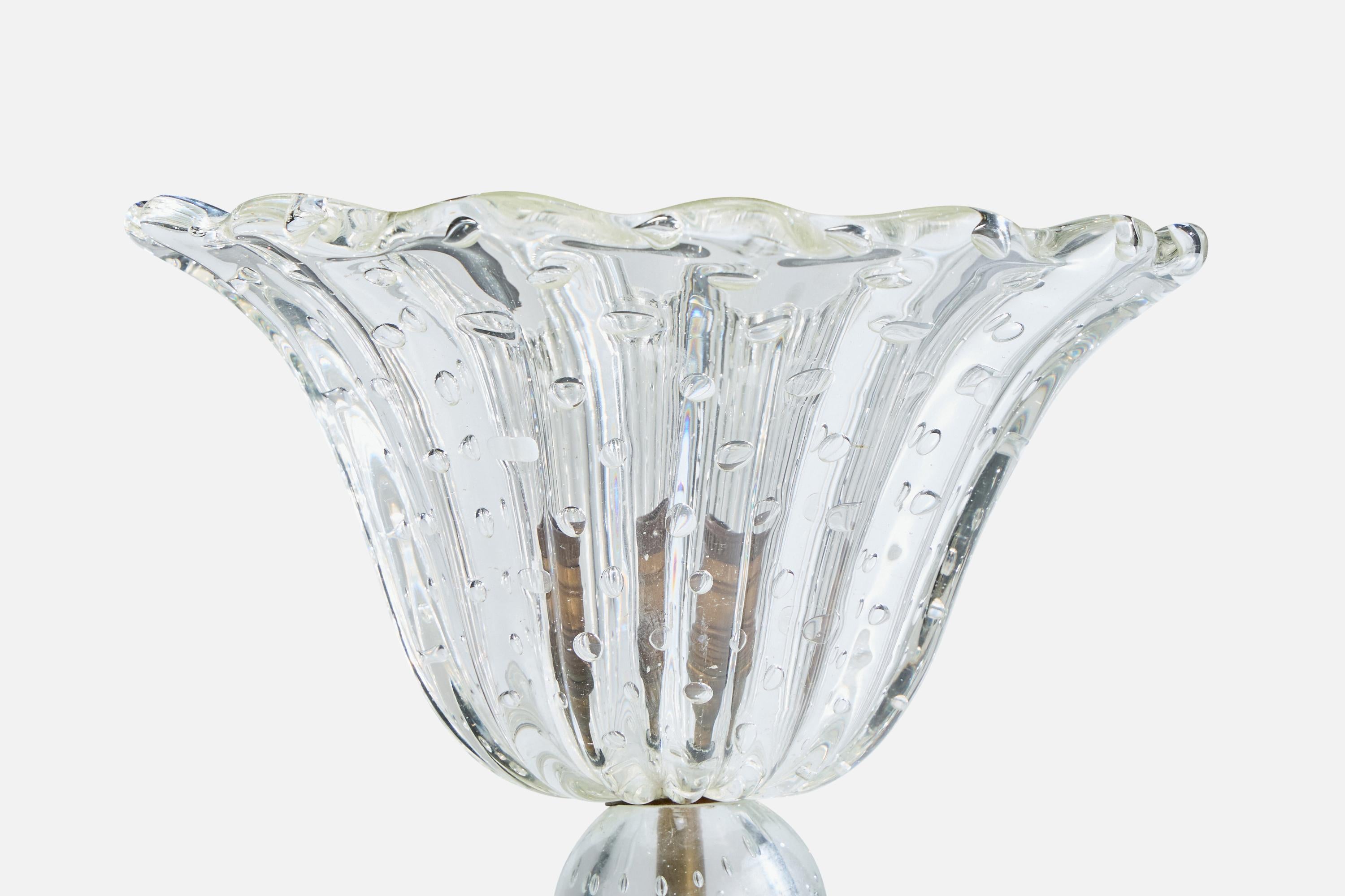 Diseñador italiano, lámpara de mesa, latón, cristal, Italia, años 40 Italiano en venta