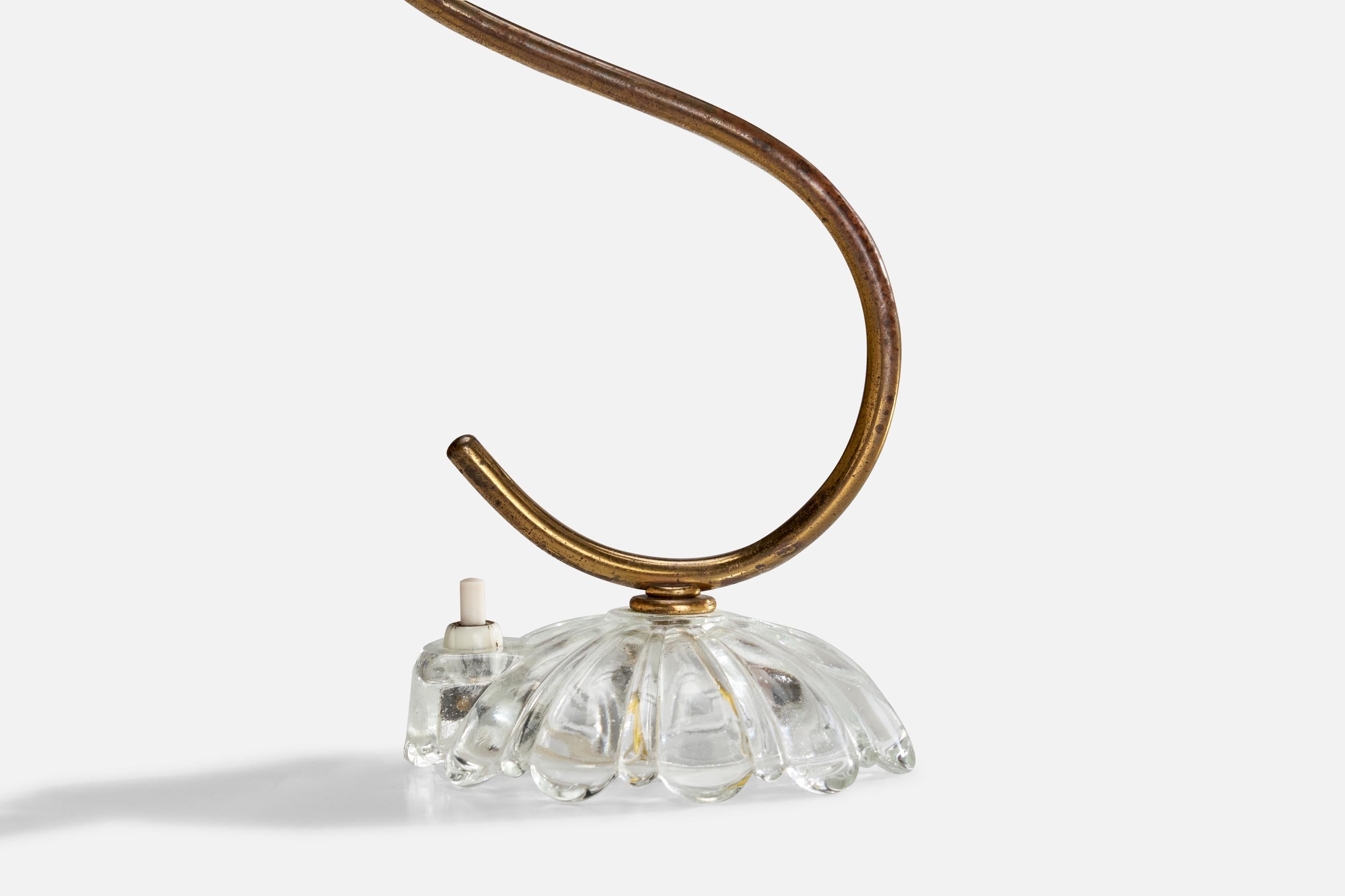 Ottone Lampada da tavolo di design italiano, ottone, vetro, Italia, anni '40