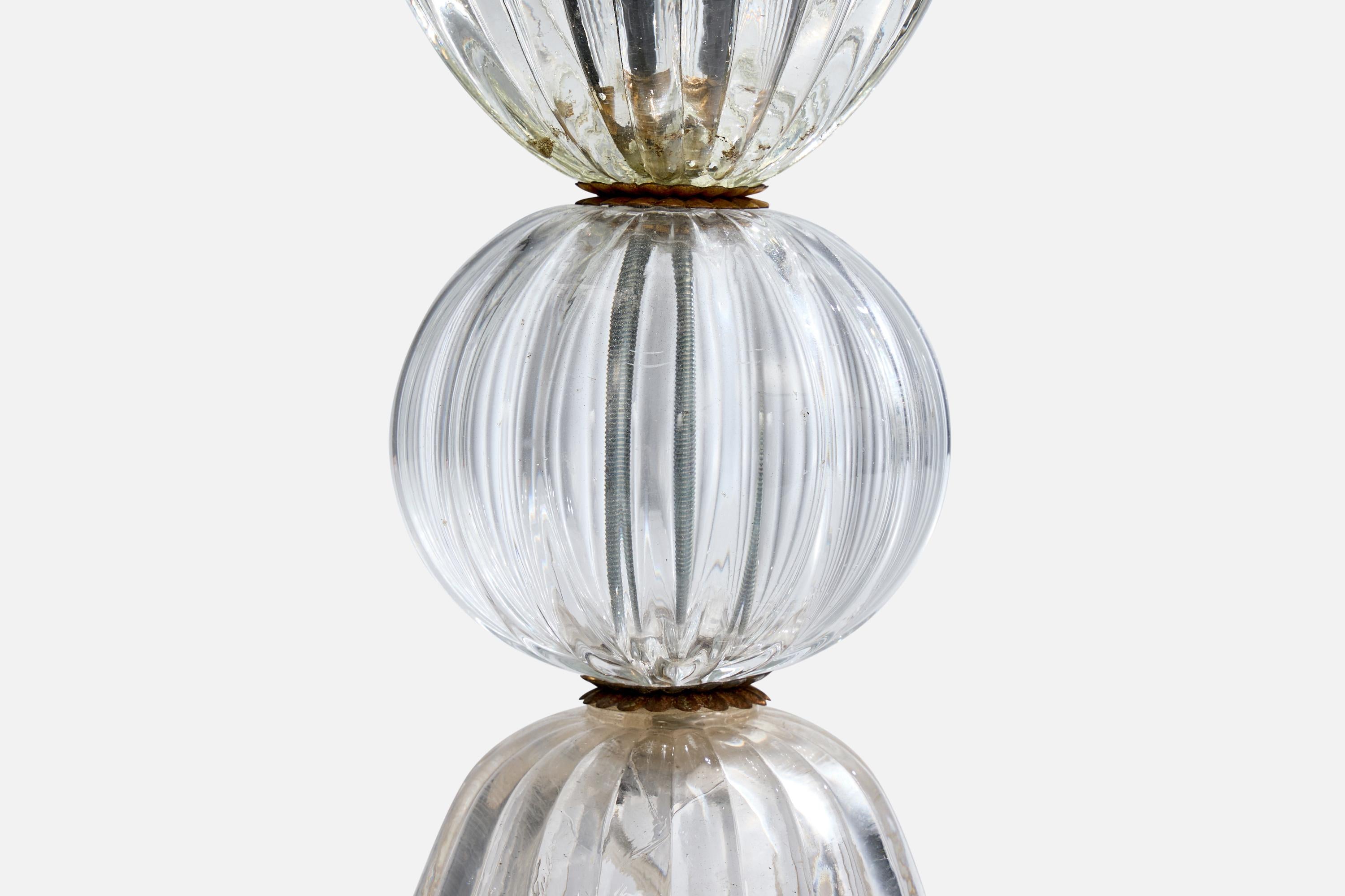 Diseñador italiano, lámpara de mesa, latón, cristal, Italia, años 40 mediados del siglo XX en venta