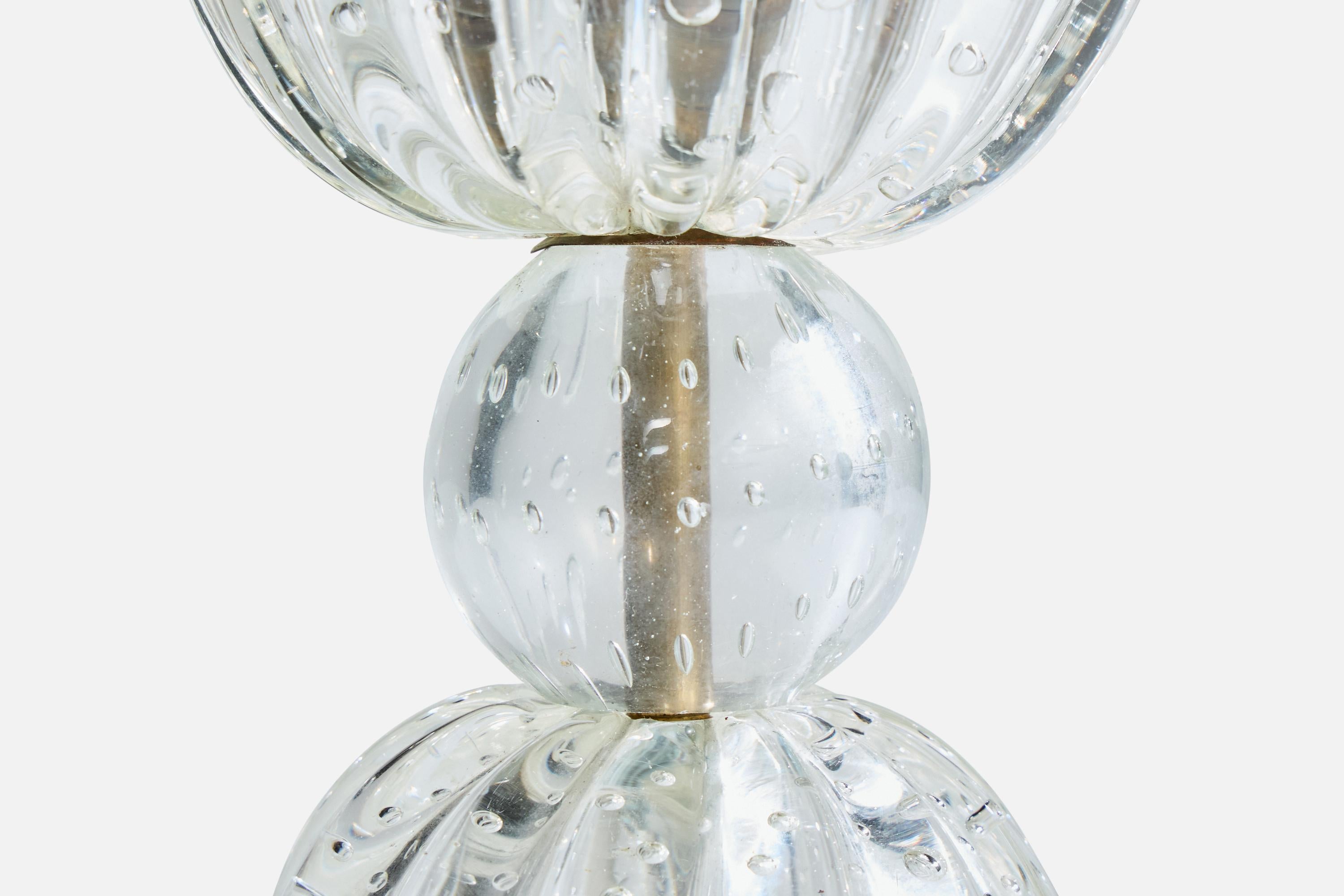 Diseñador italiano, lámpara de mesa, latón, cristal, Italia, años 40 mediados del siglo XX en venta