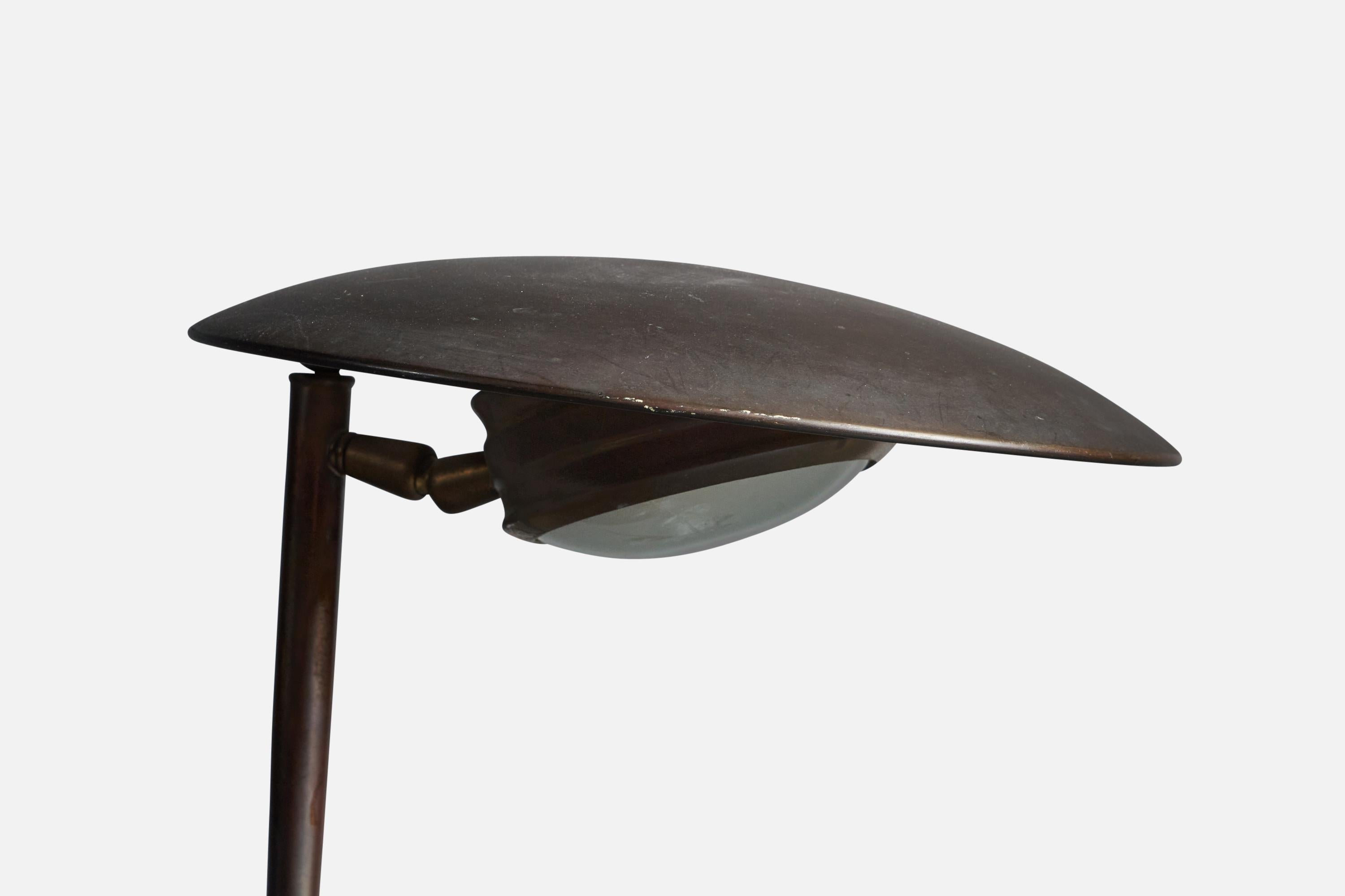 Italian Designer, Table Lamp, Brass, Glass, Italy, 1940s For Sale 2