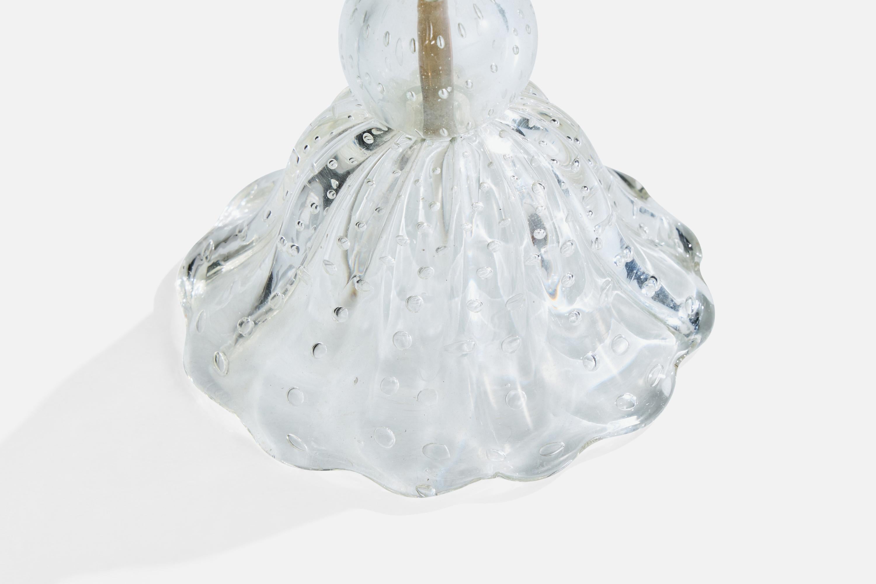 Diseñador italiano, lámpara de mesa, latón, cristal, Italia, años 40 Latón en venta