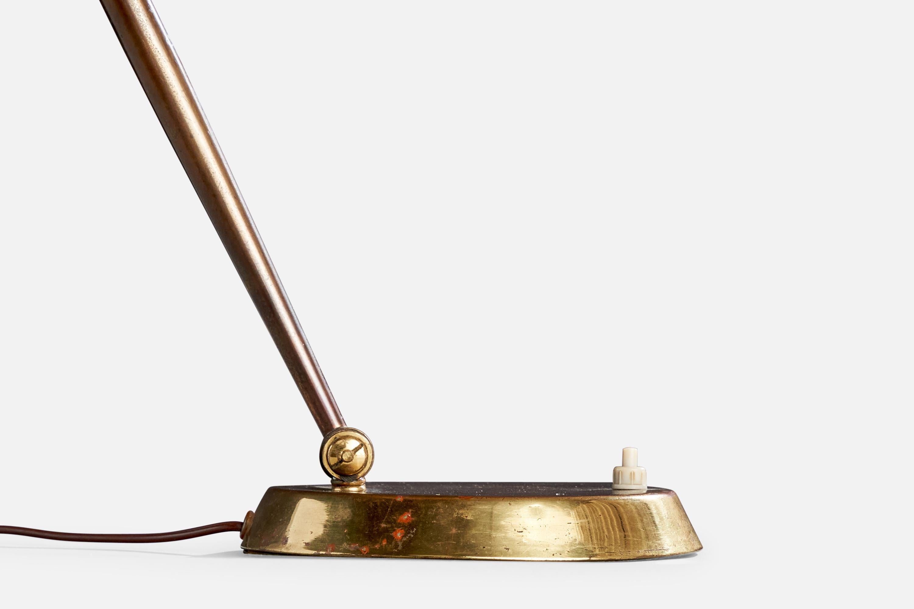 Italian Designer, Table Lamp, Brass, Glass, Italy, 1940s 4