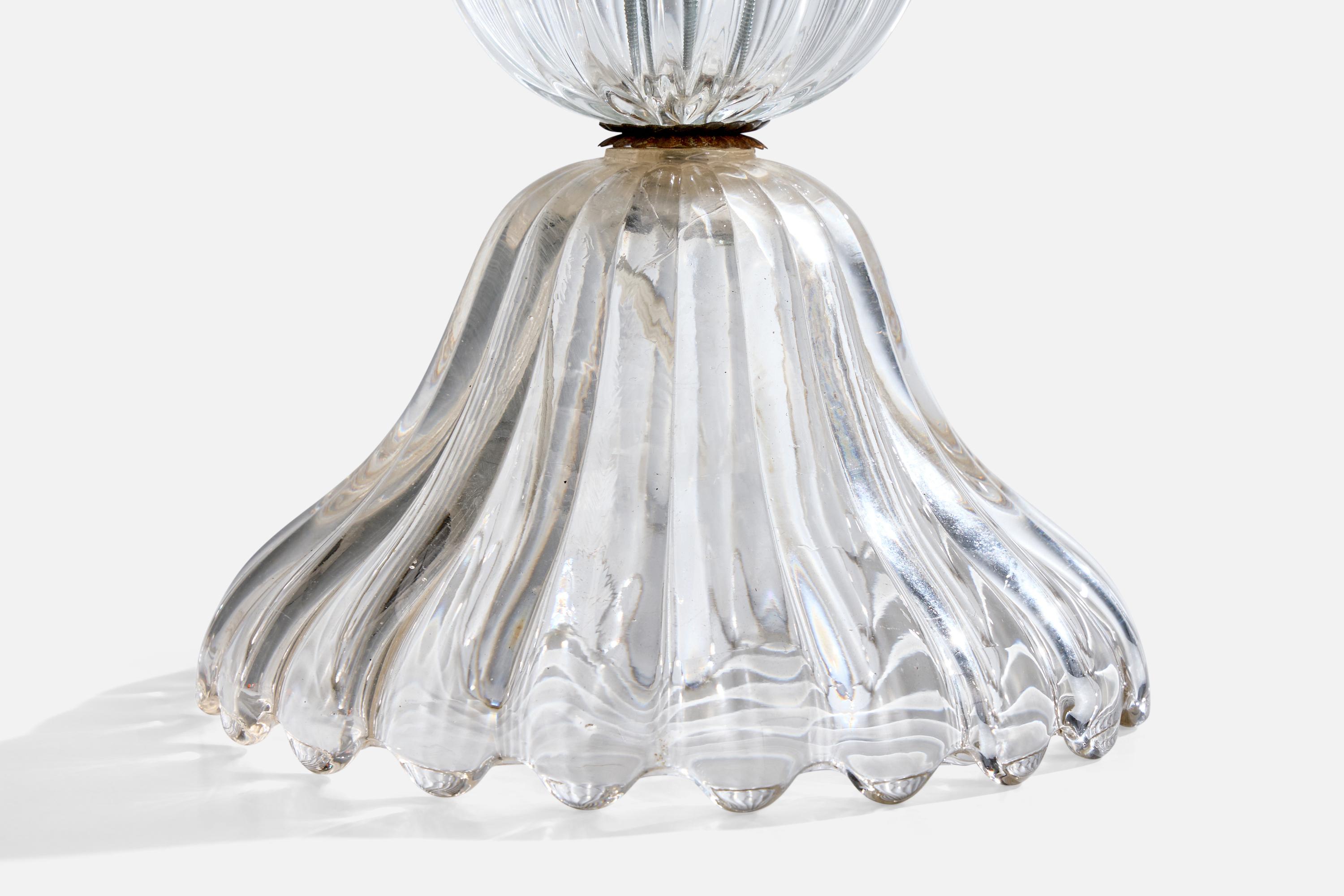 Diseñador italiano, lámpara de mesa, latón, cristal, Italia, años 40 en venta 1