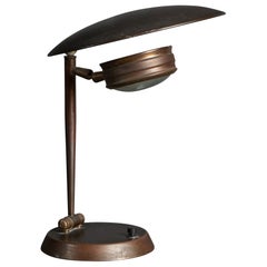 Diseñador italiano, lámpara de mesa, latón, cristal, Italia, años 40