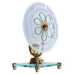 Italian Designer, Table Lamp, Brass, Glass, Italy, 1940s