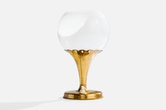 Créateur italien, lampe de bureau, laiton, verre, Italie, années 1950