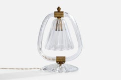 Créateur italien, lampe de bureau, laiton, verre, Italie, années 1950