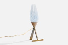 Créateur italien, lampe de bureau, laiton, verre, Italie, années 1950